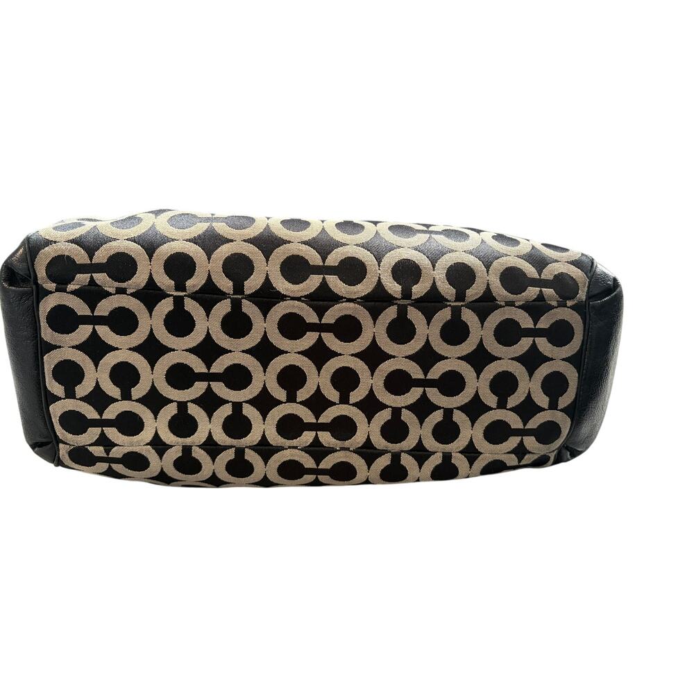 Coach Op Art Signature Black Tan Jacquard Leather Shoulder Bag Purse Y2K 2000's - Picture 7 of 13